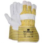 M-Safe - Nerflederen handschoen met gerubberiseerde gele kap per 12 paar