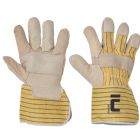 Wijzenbeek - Nerflederen handschoen met gerubberiseerde gele kap Crow long 10cm per 12 paar